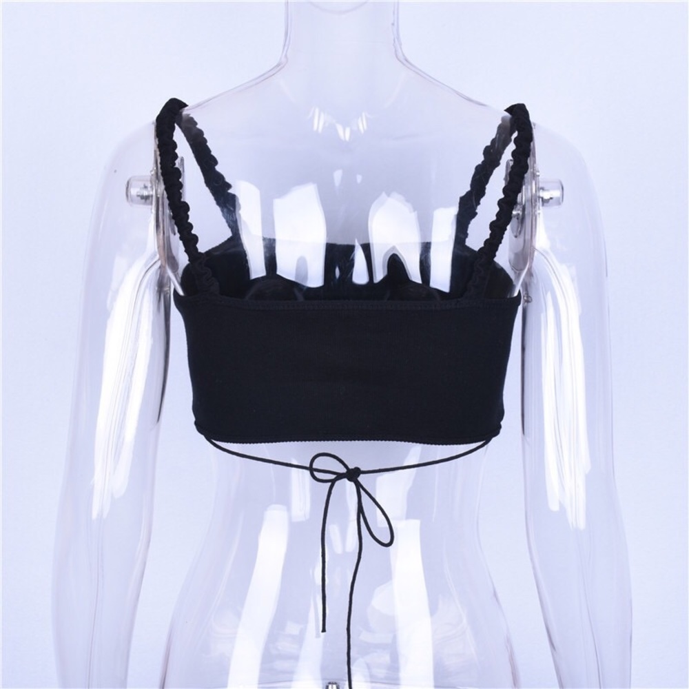 Black Ribbed Crop Tank Top - Picture 5 of 5